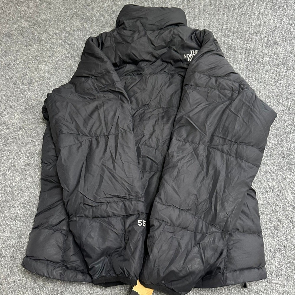 The North Face Puffer Jacket Womens Size S Black Goose Down Quilted Full Zip